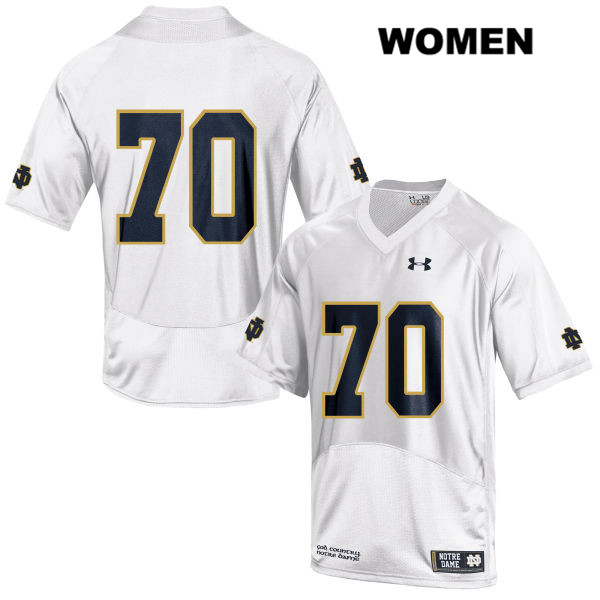 Women's NCAA Notre Dame Fighting Irish #70 Luke Jones Stitched College Under Armour Authentic White No Name Football Jersey AL10M41MH